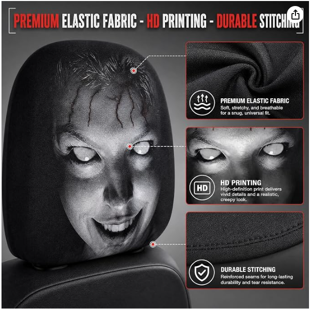 Scary Headrest Covers for Cars Pack of 2