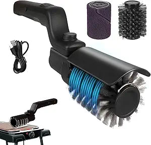 Upgraded Electric Grill Brush with Adjustable Angle, 3-Speed Power, Waterproof - Cordless Rechargeable BBQ Cleaner for Grates (Black)