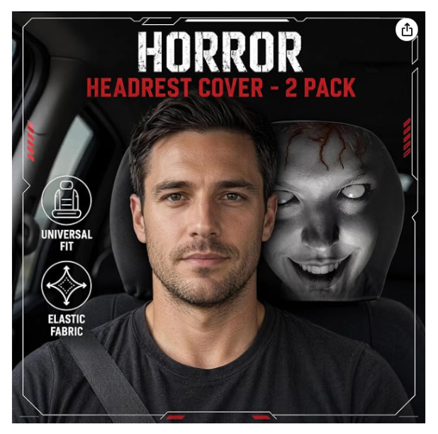 Scary Headrest Covers for Cars  Pack of 2