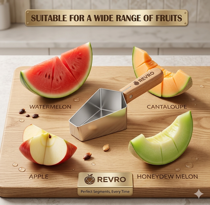 Triangle Watermelon Cutter, Stainless Steel with Wooden Handle - Melon Slicer, Fruit Cutter for Kitchen Gadgets