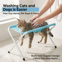 Pet Grooming Hammock Stand, Foldable Breathable Mesh Bath Rack for Cats & Small Dogs, Anti-Escape, Easy to Clean